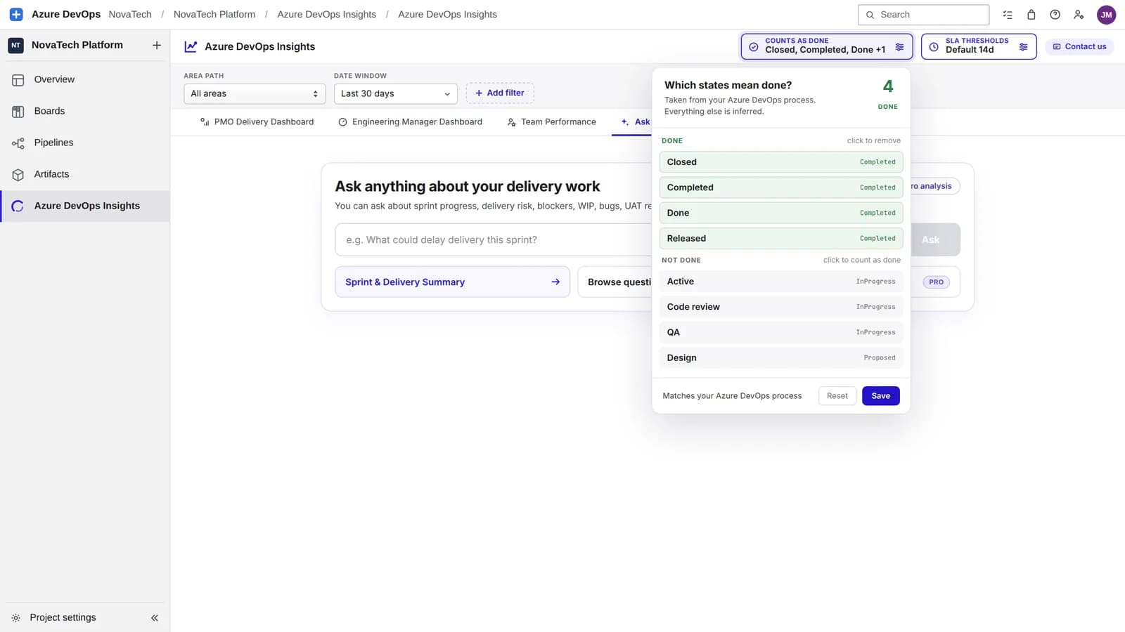 Choosing which Azure DevOps workflow states count as done